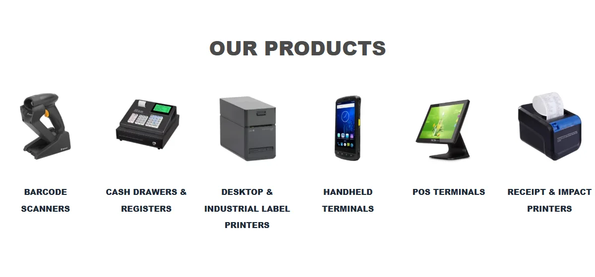 Six product categories with photographs on the ABZTRAK homepage.