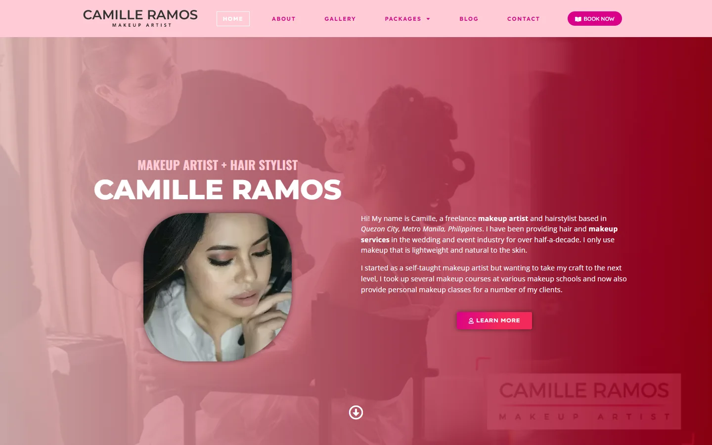 Camille Ramos website homepage