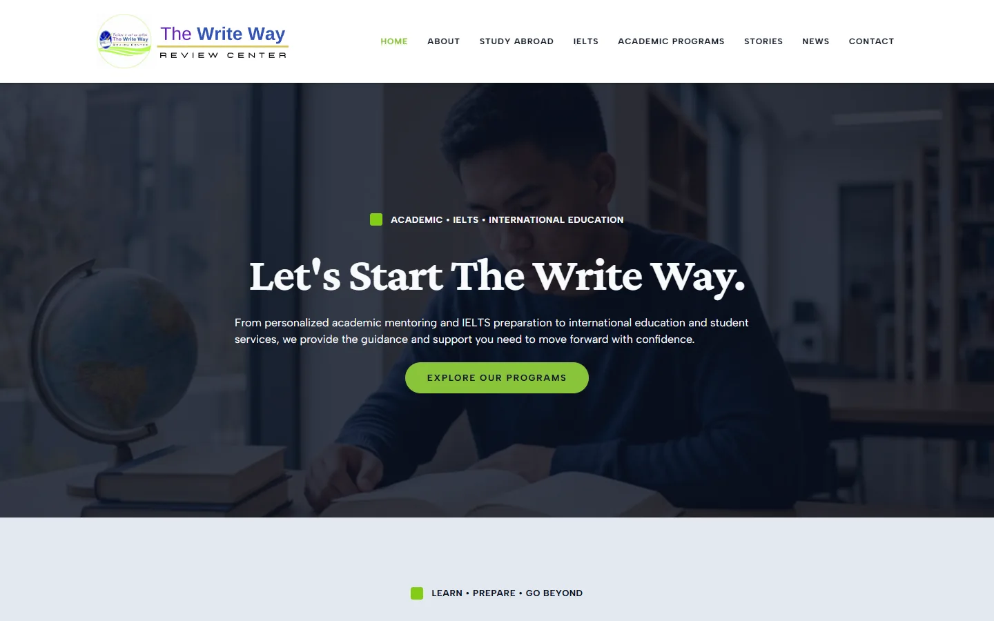 The Write Way Review Center website homepage
